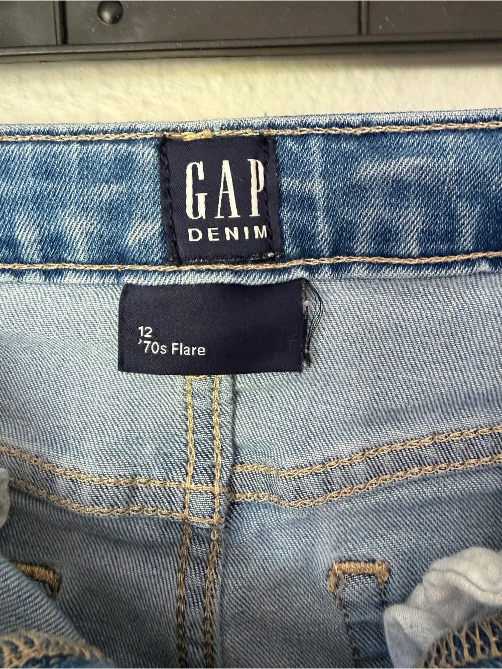 GAP Medium Blue 70’s Flare Girls Jeans Adjustable Waist, Back to School, Size 12